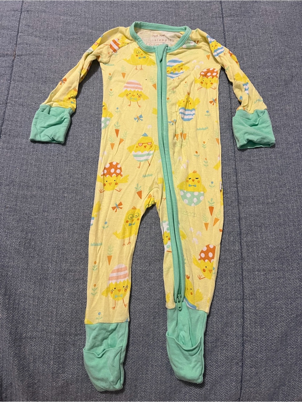 Little Sleepies Easter Chicks Zippie 0/3mo Bamboo Breathable Lightweight Baby